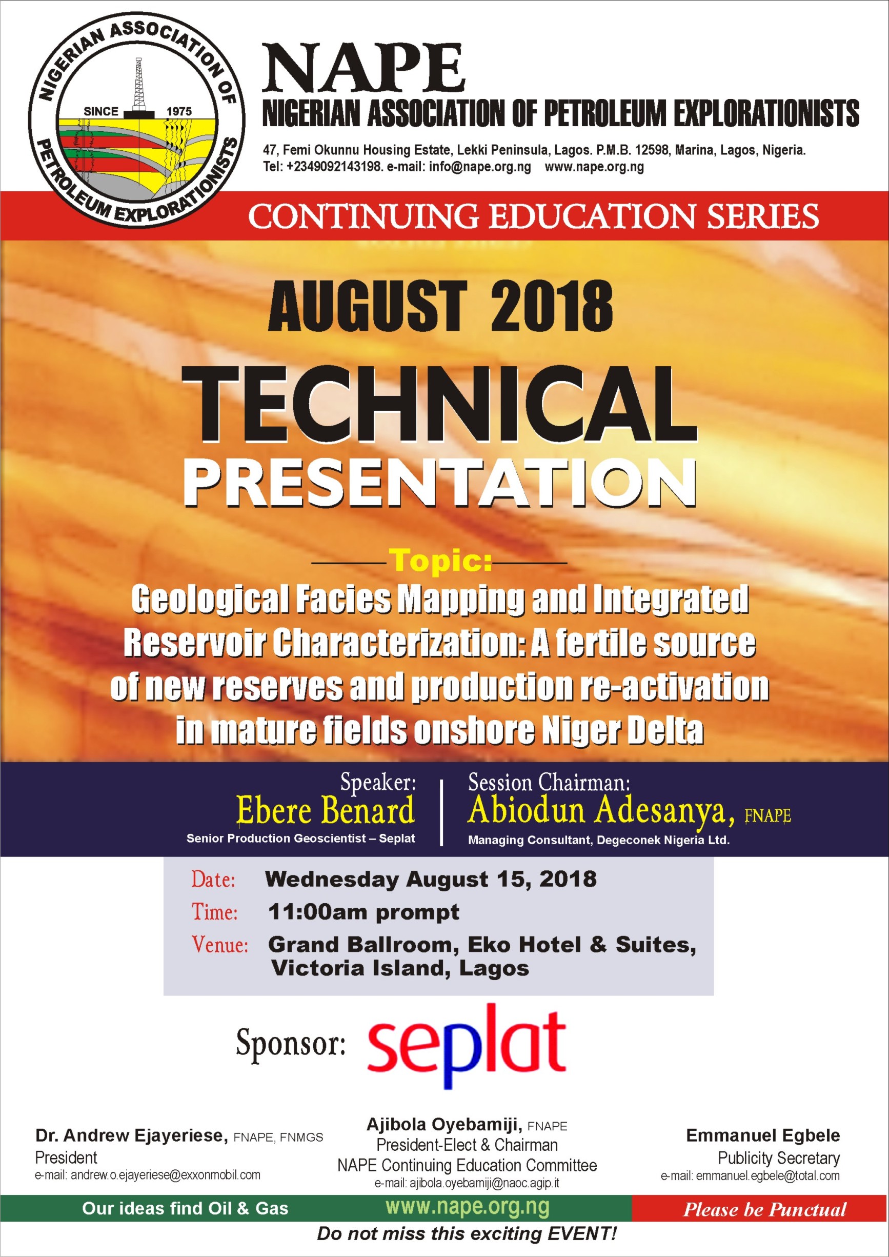 Technical Meeting E Poster for August 2018 Lagos