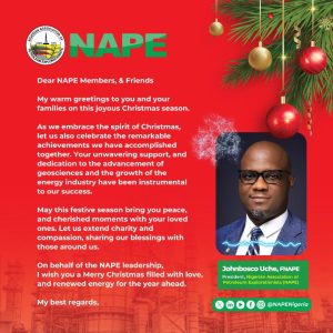 NAPE President Johnbosco Uche, FNAPE wishes you a Happy Christmas!